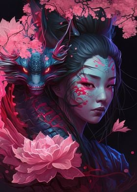 Geisha Dragon Neon