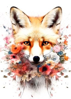 Fox with flowers 