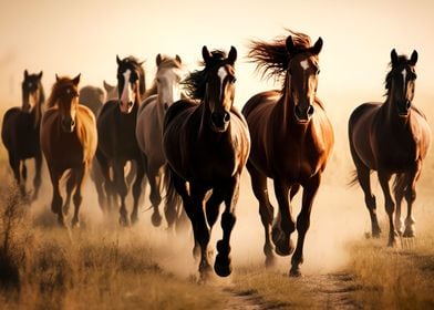 horses running