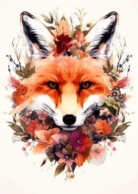 Fox with flowers 