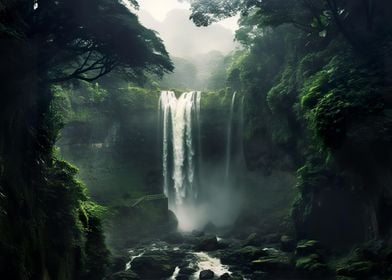 Nature Waterfall in Forest