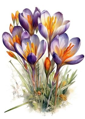 Crocus Flower Watercolor