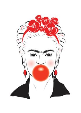 Frida Bubble Gum Portrait