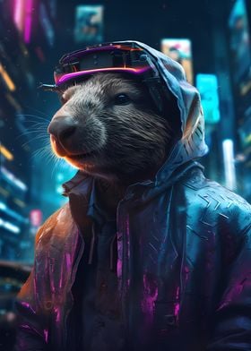 Cyberpunk Capybara Neon
