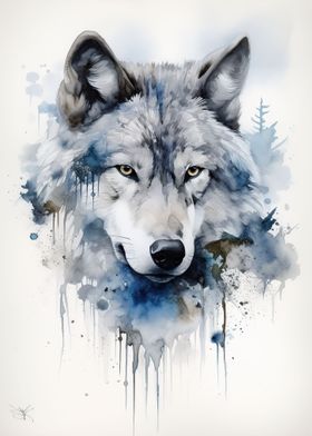 Serene Nightfall Wolf Art