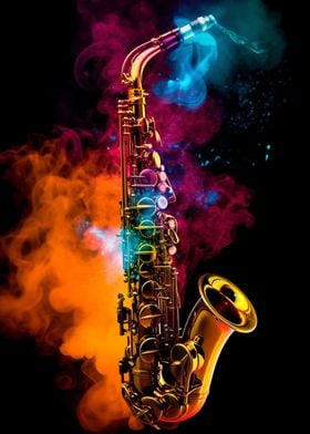 Saxophone Smoke Colorful
