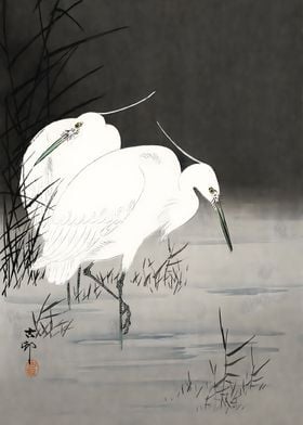 Ukiyo e Two egrets