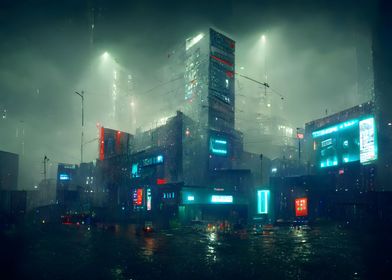 Cyberpunk neon city