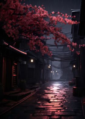 Dark Japan Village Alley