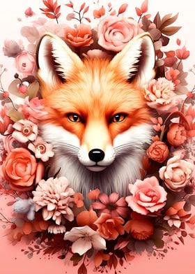 Fox with flowers 