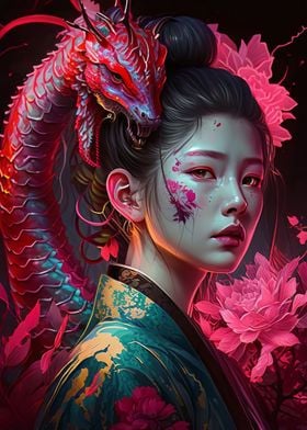 Geisha Dragon Neon