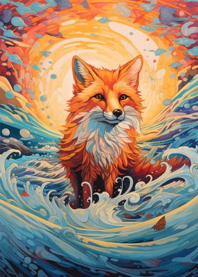 Fox Standing On The Waves