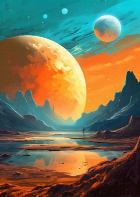 Mountains and Planets Art