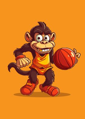 Monkey play basketball