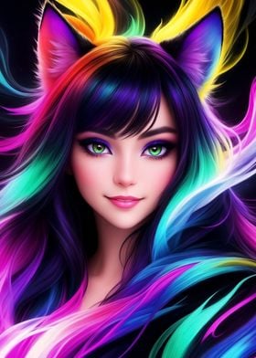 Colorful Anime Girl CG