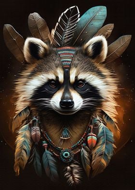 Raccoon aztec style animal