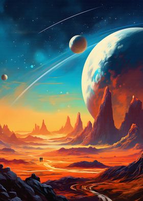 Mountains and Planets Art