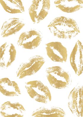 Golden lipstick marks