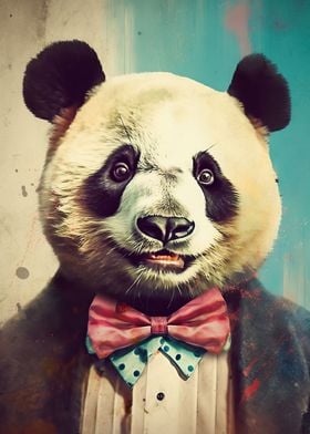 Smiling Panda Portrait Art