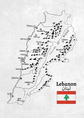 Handdrawn Lebanon Map