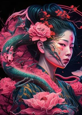 Geisha Dragon Neon