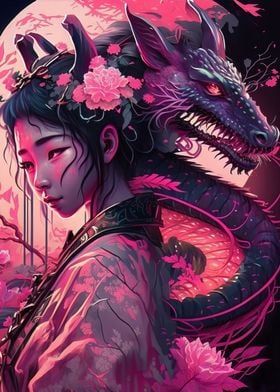 Geisha Dragon Neon