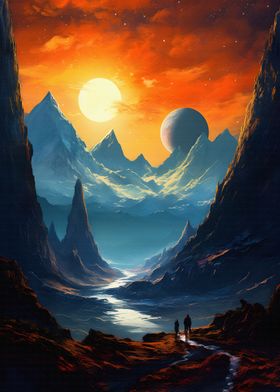 Mountains and Planets Art