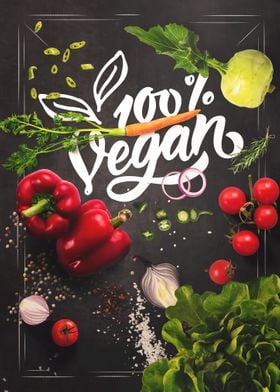 100 Vegan Food Chalkboard