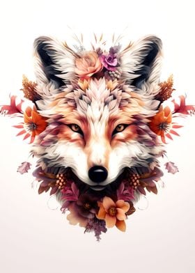 Fox with flowers 