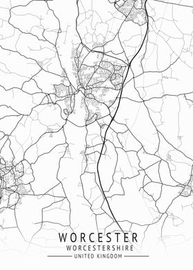 Worcester UK City Map