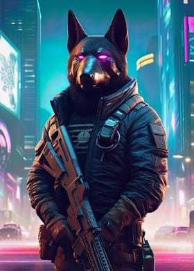 Cyberpunk Police Dog
