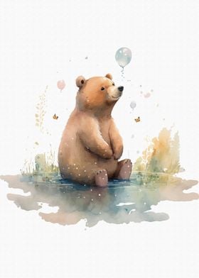 Bear in watercolor style