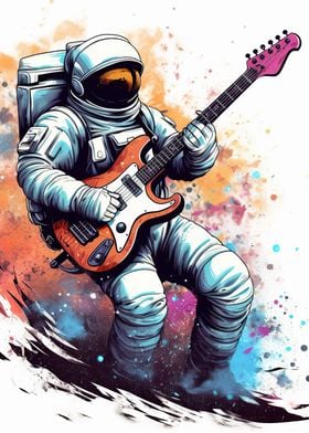 astronaut playing guitar 