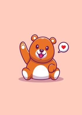 Cute Bear Waving Hand 