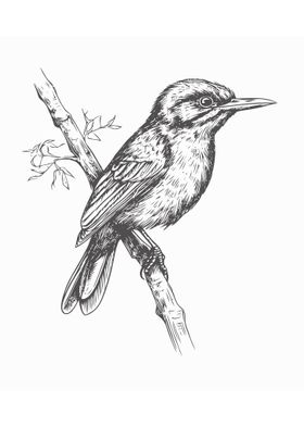 Sketch of bird hand draw