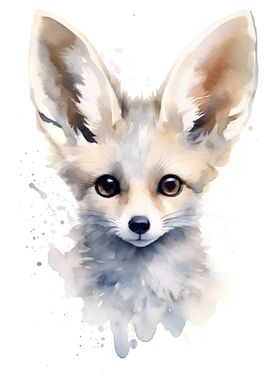 Fennec Fox Watercolor