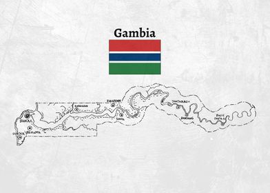 Handdrawn Gambia Map