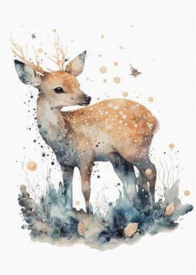 Deer in watercolor style