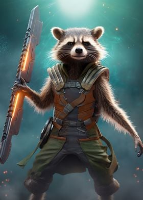 Raccoon warrior