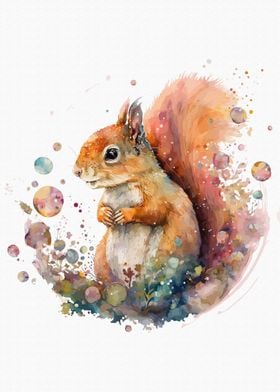 Squirrel in watercolor