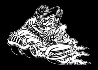 Rockabilly Racing BnW