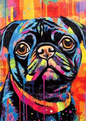 Black Pug Painting