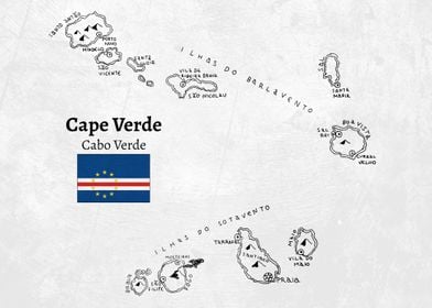 Handdrawn Cape Verde Map