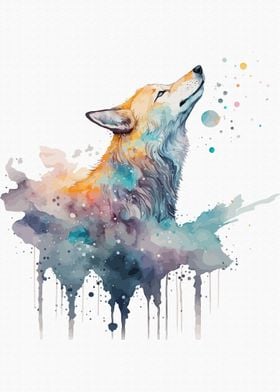 Wolf in watercolor style