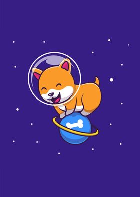Cute Dog Playing On Planet