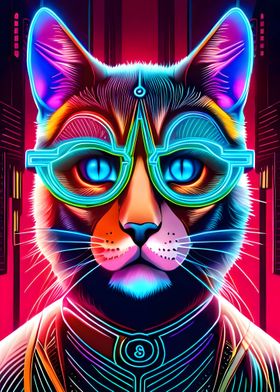 Cyberpunk Cat Cute Animal