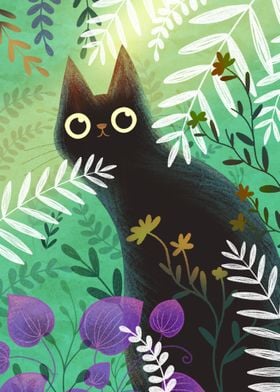 Black Cat in Vegetation