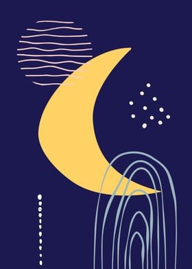 Midnight moon graphic art