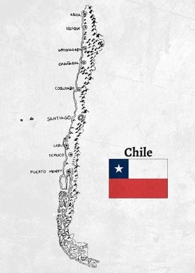 Handdrawn Chile Map