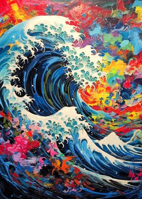 Colorful Kanagawa Wave